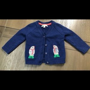 Baby Boden Navy Cardigan with Penguin Design